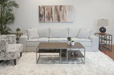 Streamdale Furniture Streamdale Padena 3-piece Metal Frame Wood Living Room Table Set (coffee + 2 Chairside) In Neutral