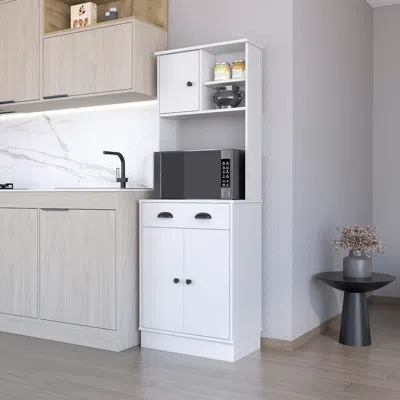 Streamdale Furniture Streamdale Palmer 2-door Cabinet Microwave Kitchen Pantry In White