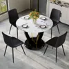 Streamdale Furniture Streamdale Pandora Dining Set 42" Tempered Glass Table & 4 Pu Cushion Chairs
