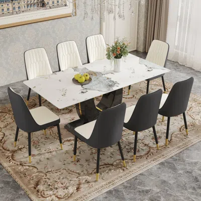 Streamdale Furniture Streamdale Pandora Glass Dining Table And Pu Chairs