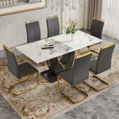 Streamdale Furniture Streamdale Pandora Glass Table And Pu Chairs