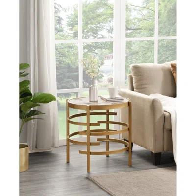 Streamdale Furniture Streamdale Pandora Stone Modern Side Table (golden) In Green