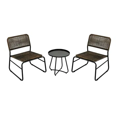Streamdale Furniture Streamdale Patio Furniture Set 3 Piece Mixture Pattern Pe Rattan Steel Frame And Modern Round Table
