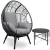 Streamdale Furniture Streamdale Patio Pe Wicker Egg Chair Model 3 With Black Color Rattan Grey