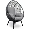 Streamdale Furniture Streamdale Patio Pe Wicker Egg Chair Model 3 With Black Color Rattan Grey Cushion