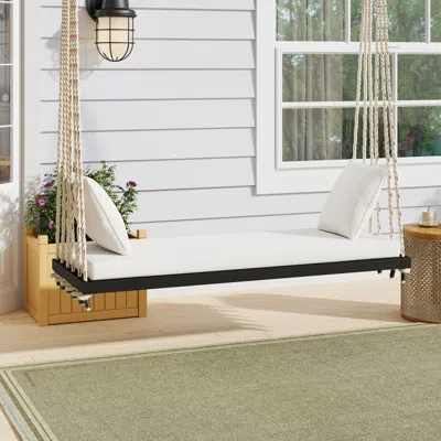 Streamdale Furniture Streamdale Patio Wooden Swing Chair With Cushion & Ropes