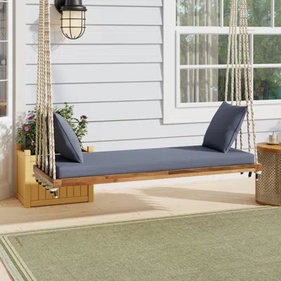 Streamdale Furniture Streamdale Patio Wooden Swing Chair With Cushion & Ropes