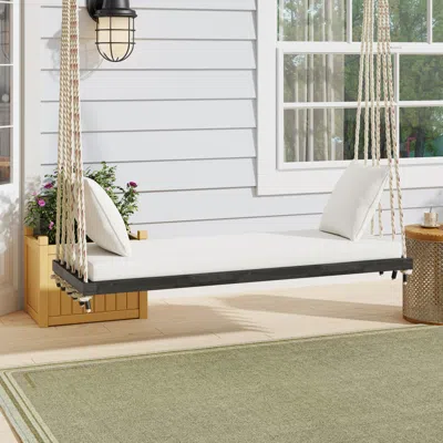 Streamdale Furniture Streamdale Patio Wooden Swing Chair With Cushion & Ropes