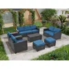 Streamdale Furniture Streamdale Pe Rattan Patio Furniture Set, Sectional Sofa, Cushions & Glass Table
