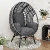 Streamdale Furniture Streamdale Pe Wicker Patio Egg Chair With Gray Cushion