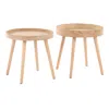 Streamdale Furniture Streamdale Pebble Mid Century Modern Side Table Set In Natural Wood