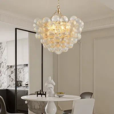 Streamdale Furniture Streamdale Pendant Light Chandelier With Clear Glass Globe Shade (no Bulbs)