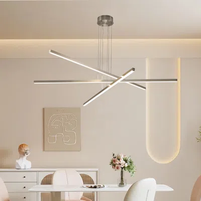 Streamdale Furniture Streamdale Pendant Lighting Fixture In Silver Integrated Led