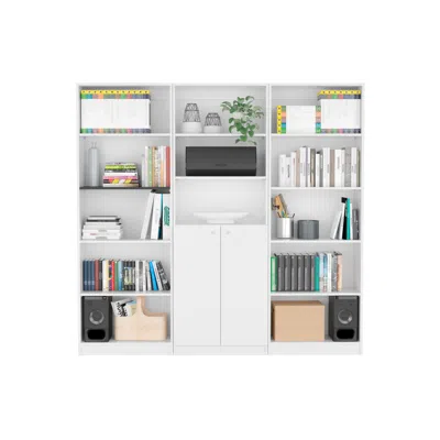 Streamdale Furniture Streamdale Penrose 3 Piece Living Room Set With 3 Bookcases In White