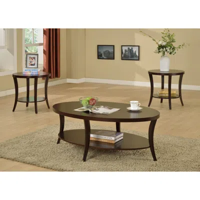 Streamdale Furniture Streamdale Perth 3-piece Espresso Oval Coffee Table With End Tables Set