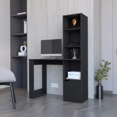 Streamdale Furniture Streamdale Peterson Computer Desk With 4-tier Bookcase And 1-door Cabinet