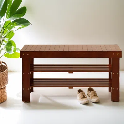 Streamdale Furniture Streamdale Pina Quality Solid Wood Shoe Bench In Brown