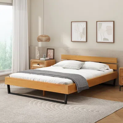 Streamdale Furniture Streamdale Pine Wood & Iron Bed Frame - Modern Industrial