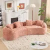 Streamdale Furniture Streamdale Pink Curved Compressed Sofa, Nordic-style Design For Living Room
