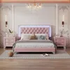 Streamdale Furniture Streamdale Pink Led Queen Platform Bed Set With Nightstands (3pcs)
