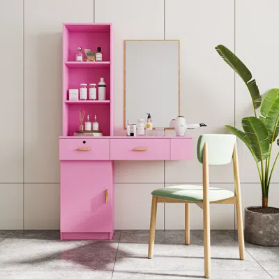 Streamdale Furniture Streamdale Pink Modern Simple Hair Desk