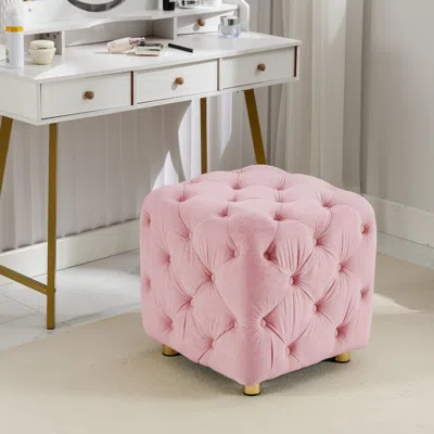 Streamdale Furniture Streamdale Pink Modern Velvet Upholstered Ottoman