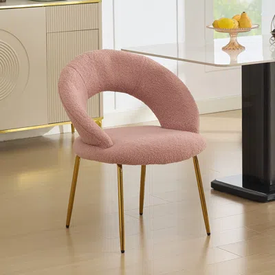 Streamdale Furniture Streamdale Pink Teddy Fabric Dining Chairs