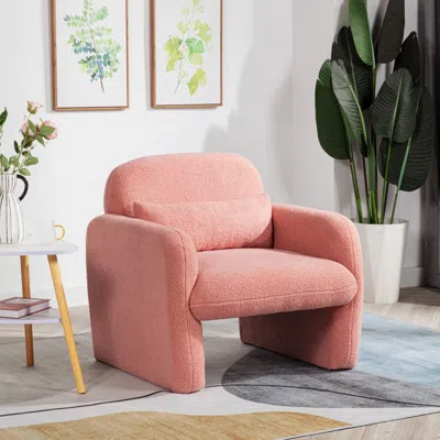 Streamdale Furniture Streamdale Pink Teddy Fleece Armchair With Pillow