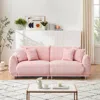 Streamdale Furniture Streamdale Pink Teddy Fleece Sofa With Pillows