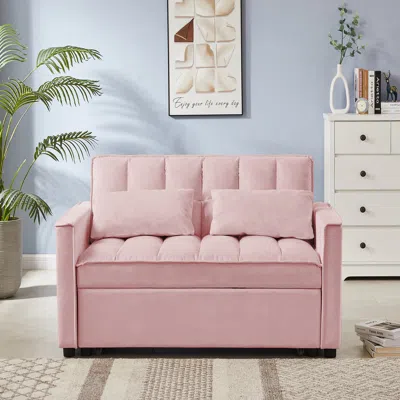 Streamdale Furniture Streamdale Pink Velvet Loveseat Sofa Bed
