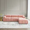 Streamdale Furniture Streamdale Pink Velvet Modular L-shaped Sofa With Reversible Ottoman In Neutral