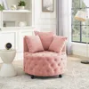 Streamdale Furniture Streamdale Pink Velvet Swivel Chair With Tufted Design & Pillows