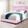 Streamdale Furniture Streamdale Pink Velvet Upholstered Bed Frame With Adjustable Features