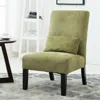 Streamdale Furniture Streamdale Pisano Contemporary Chenille Fabric Armless Accent Chair With Pillow, Green