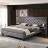 Streamdale Furniture Streamdale Platform Bed With Headboard, 2 Nightstands & Diamond Tufting