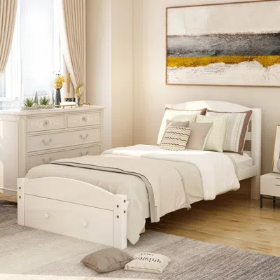 Streamdale Furniture Streamdale Platform Twin Bed Frame With Storage Drawer And Wood Slat Support