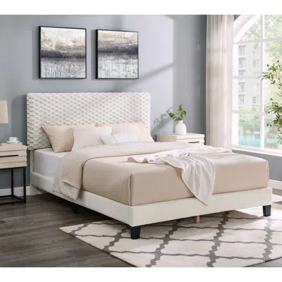 Streamdale Furniture Streamdale Plush 3d Upholstered Platform Bed In White Dove,queen