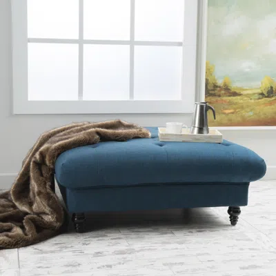 Streamdale Furniture Streamdale Plush And Versatile Velvet Ottoman With Tufted Top In Blue