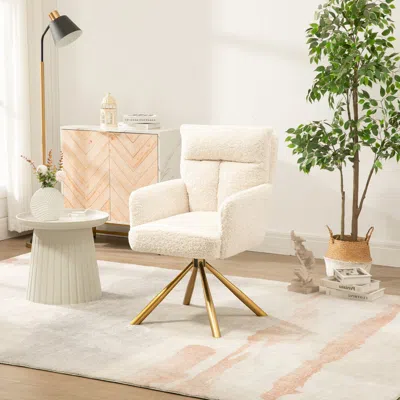 Streamdale Furniture Streamdale Plush Boucle Swivel Lounge Chair For Comfort And Mid-century Style