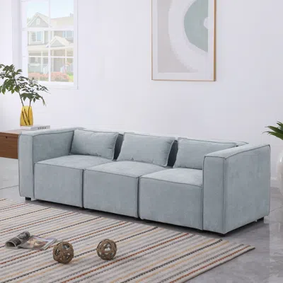Streamdale Furniture Streamdale Plush Chenille Sofa With Customizable Seating, Sleeper Bed, And Ottoman In Gray
