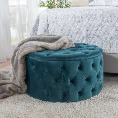 Streamdale Furniture Streamdale Plush Comfort Footstool Versatile In Blue