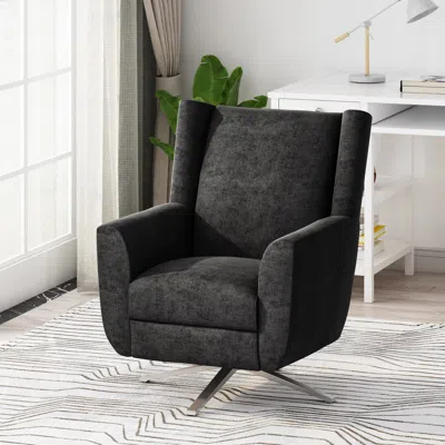 Streamdale Furniture Streamdale Plush Contemporary Swivel Chair With Wingback Design And Iron Base