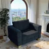 Streamdale Furniture Streamdale Plush Polyester Sofa: Soft, Spring Seat, Easy Clean In Blue