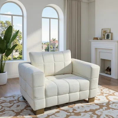 Streamdale Furniture Streamdale Plush Polyester Sofa: Soft, Spring Seat, Easy Clean In White