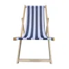 Streamdale Furniture Streamdale Populus Wood Sling Chair Blue Stripe Broad Dark Blue Strip