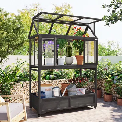 Streamdale Furniture Streamdale Portable Cold Frame Greenhouse With Wheels & Storage