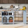 Streamdale Furniture Streamdale Portable Kitchen Island With Led Lights & Storage