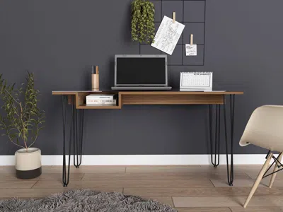 Streamdale Furniture Streamdale Posey 1-drawer Rectangle Writing Desk With Hairpin Legs Mahogany