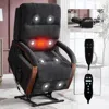 Streamdale Furniture Streamdale Power Black Chenille Lift Recliner, Heat & Massage, Dual Motor, 350 Lbs