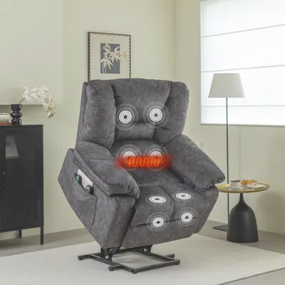 Streamdale Furniture Streamdale Power Lift Recliner Chair Sofa For Elderly With Massage In Gray